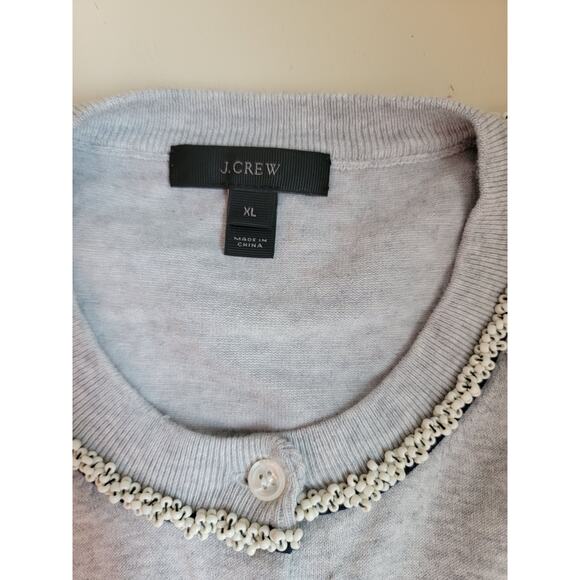 J.Crew Grey Cardigan with Beading Neckline Detail - Picture 4 of 4